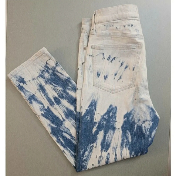 Madewell Denim - Madewell Womens The Perfect Vintage Crop Jeans White Blue Tie Dye Stretch 28